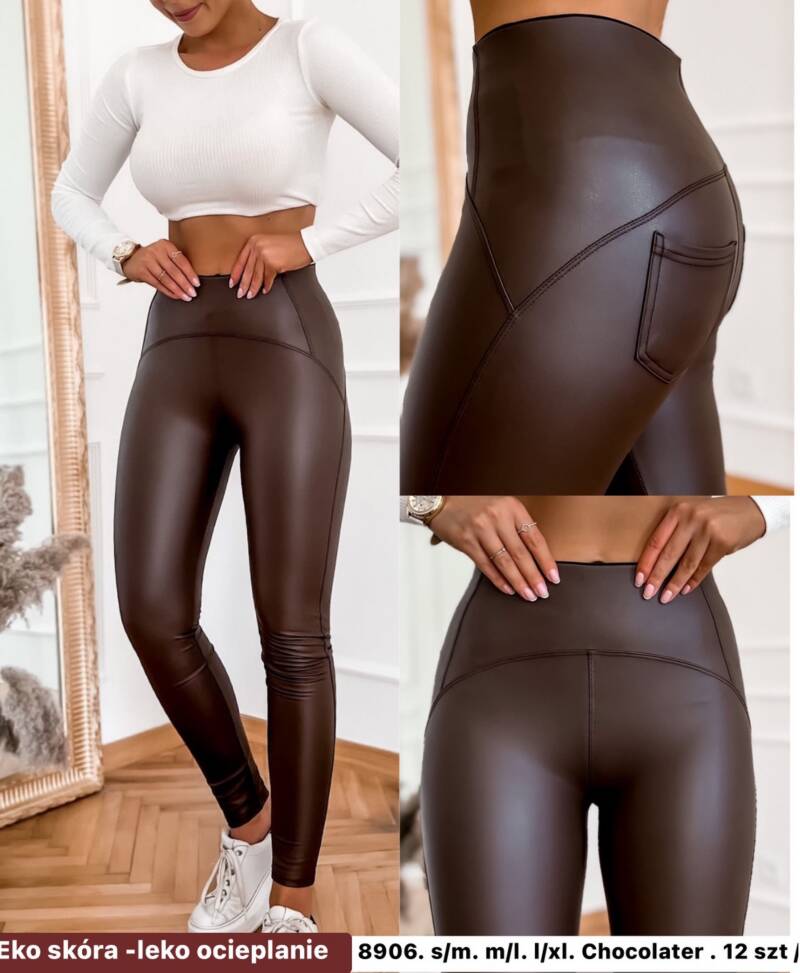 Spodnie skórzane damskie Roz S-XL, 1 kolor Paczka 12 szt